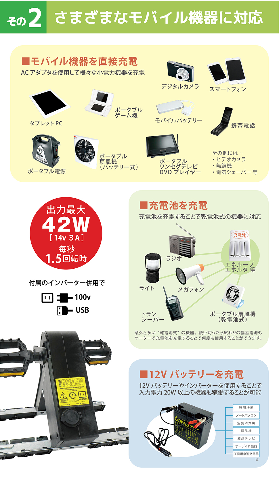 ケーター　パワーボックス50　様々なモバイル機器に対応